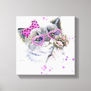 Toile Cute Aquarelle Kitten