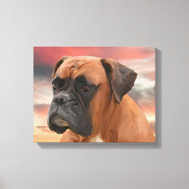 Toile Cute Boxer Dog Eau Couleur Huile Peinture Mur Art (Recto)
