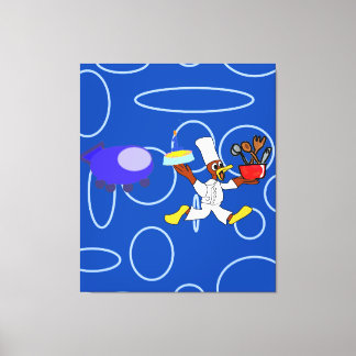 Toile Cute Chef Ducky Kazoo Blue Cercles