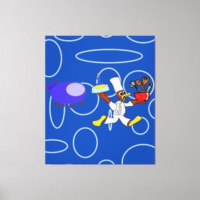 Toile Cute Chef Ducky Kazoo Blue Cercles (Recto)