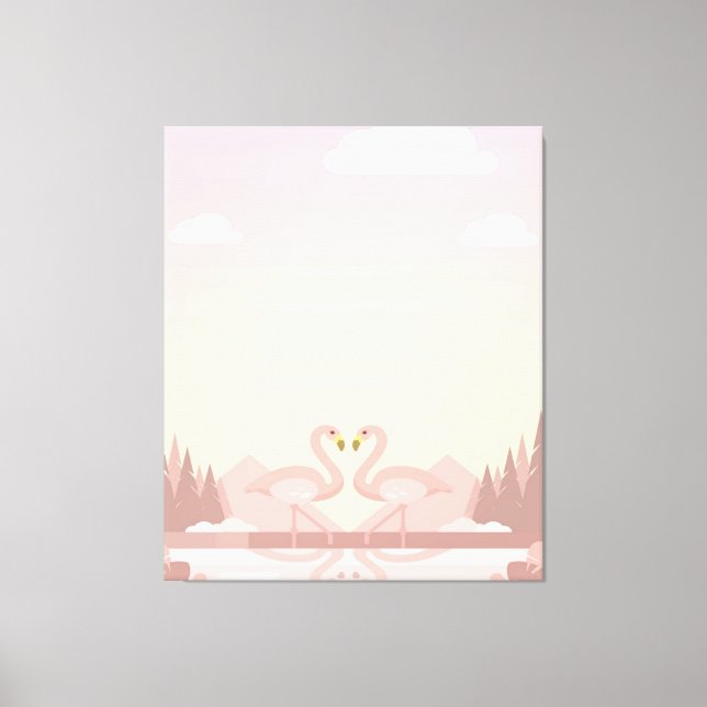 Toile Cute Couple Flamant rose Oiseaux Cadeaux Amoureux (Recto)