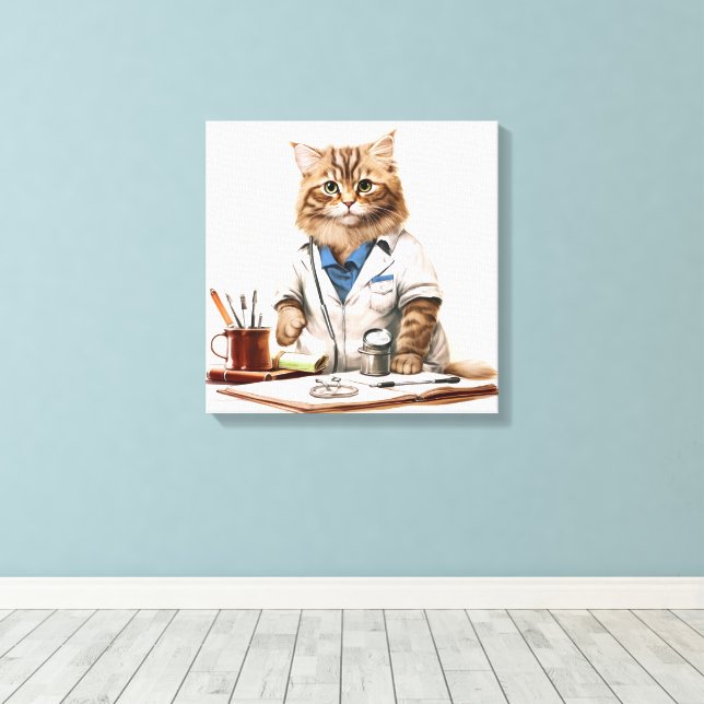 Toile Cute Docteur Chat Comme Peinture (Insitu (Plancher de Bois))