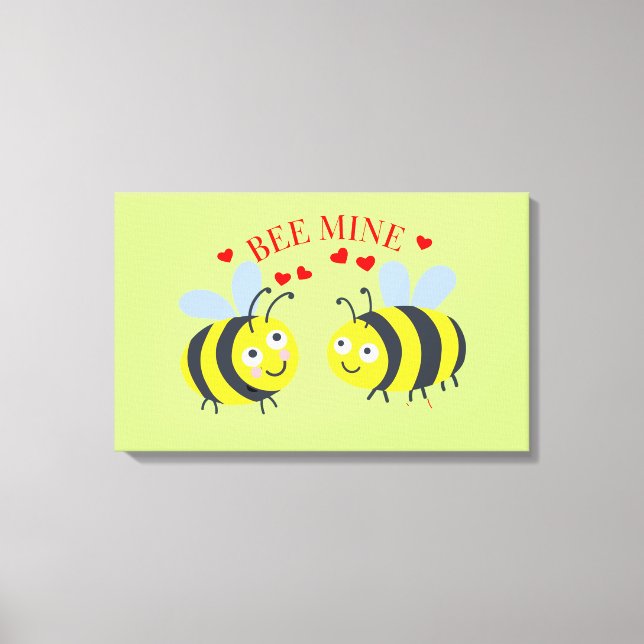 Toile Cute Flirt Bee Mine amour Saint Valentin Idée cade (Recto)