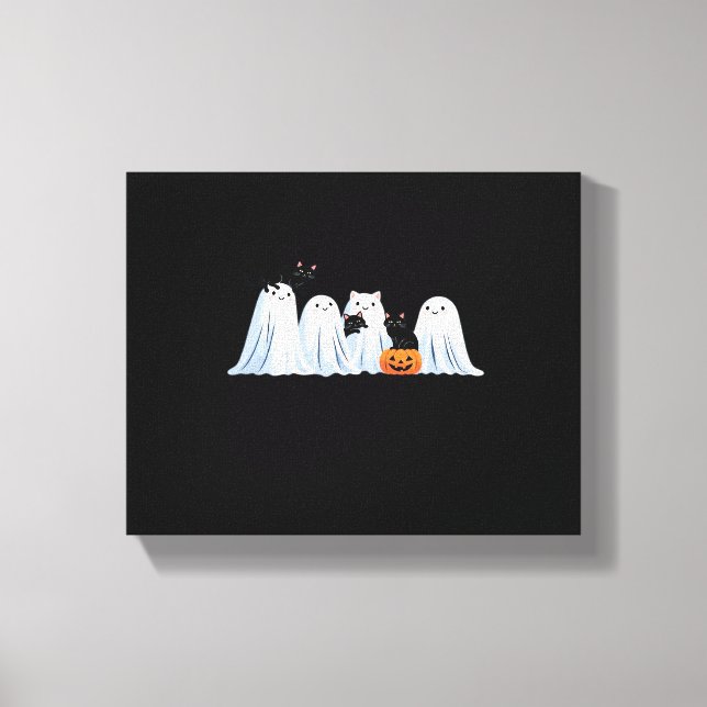 Toile Cute Ghosts and Black Cats Halloween - Mer Éffraya (Recto)