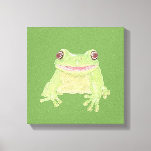 Toile Cute Green Tree Frog - transparent. (Recto)