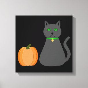 Toile Cute Halloween Chat et Citrouille