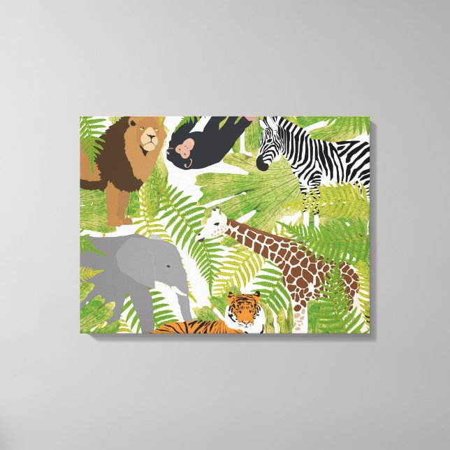 Toile Cute Jungle Animaux Safari Garçon | Fille (Recto)