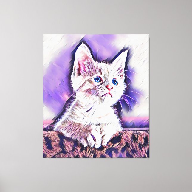 Toile Cute Kitten Portrait Art numérique peinture (Recto)