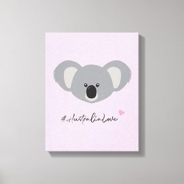 Toile Cute Koala Ours Australie Aimer rose (Recto)