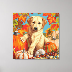 Toile Cute Labrador Retriever Puppy récolte d'automne