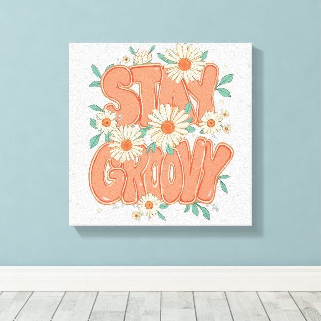Toile Cute Orange Hippie Typography (Insitu (Plancher de Bois))