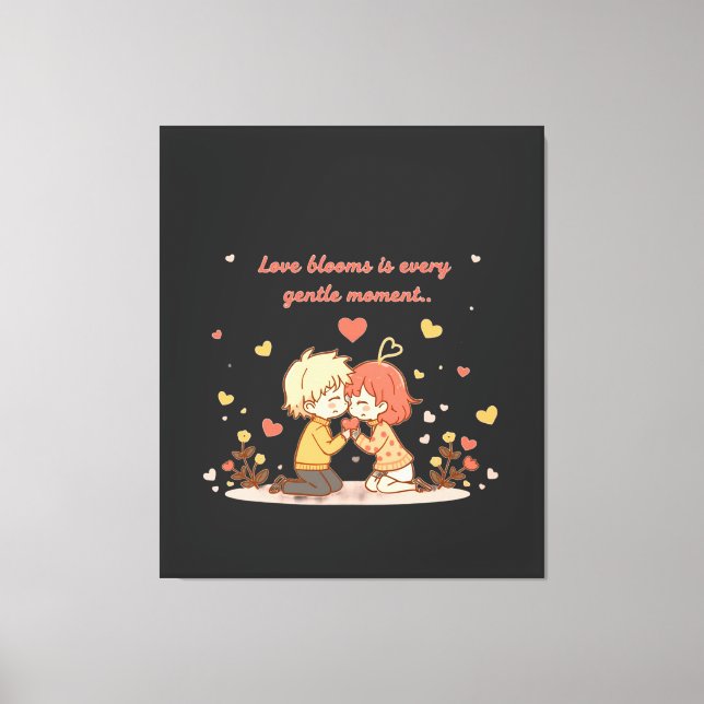 Toile Cute Romantic Anime Couple - Love Moment (Recto)