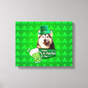 Toile Cute Siberian Husky Chien Casquette St. Patrick's 