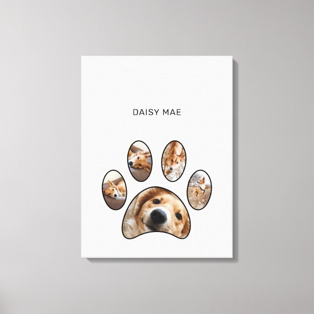 Toile Cute Simple Empreinte de patte Custom Pet Photo Co (Recto)