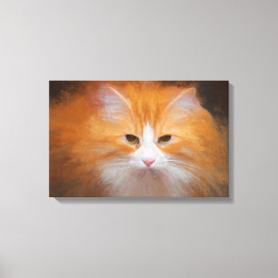 Toile Cute Tabby Cat Orange White Fluffy Beautieux