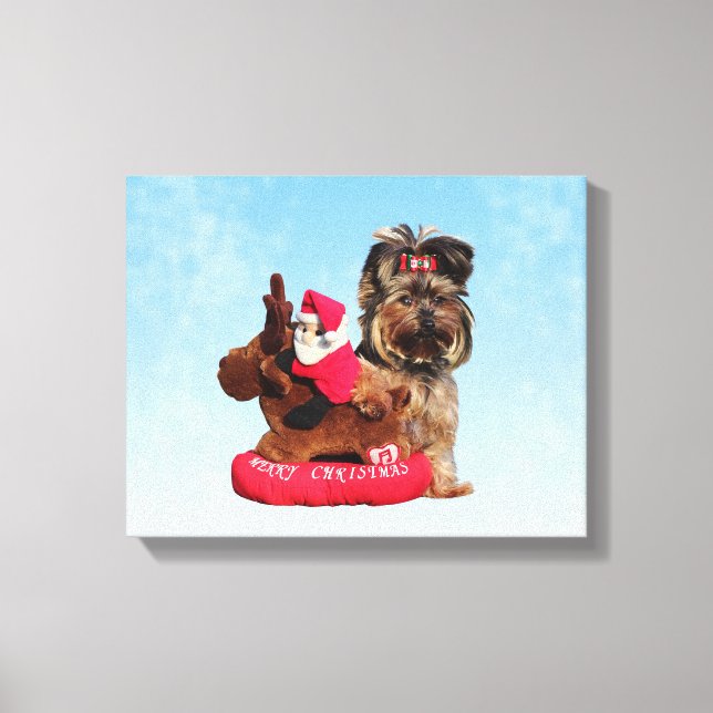 Toile Cute Yorkshire Terrier Joyeux Noël (Recto)