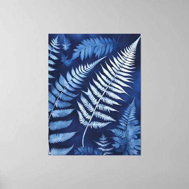 Toile Cyanotype de fougère bleue (Recto)