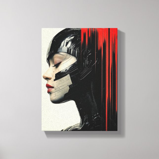 Toile Cyber-Femme futuriste - Design d'art de la science (Recto)