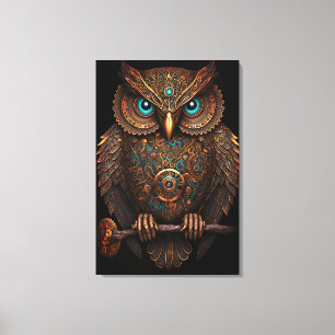 Toile Cyberpunk Owl Steampunk Metal Bird Imaginaire