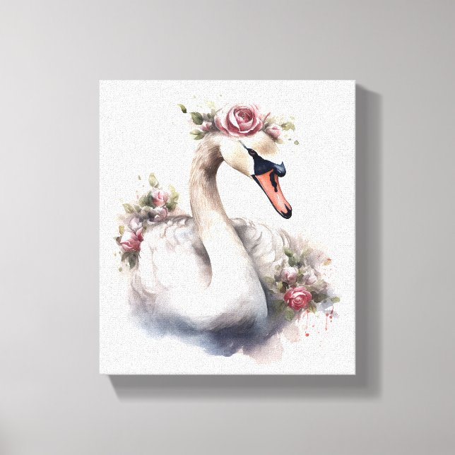 Toile Cygne avec couronne Rose (Recto)