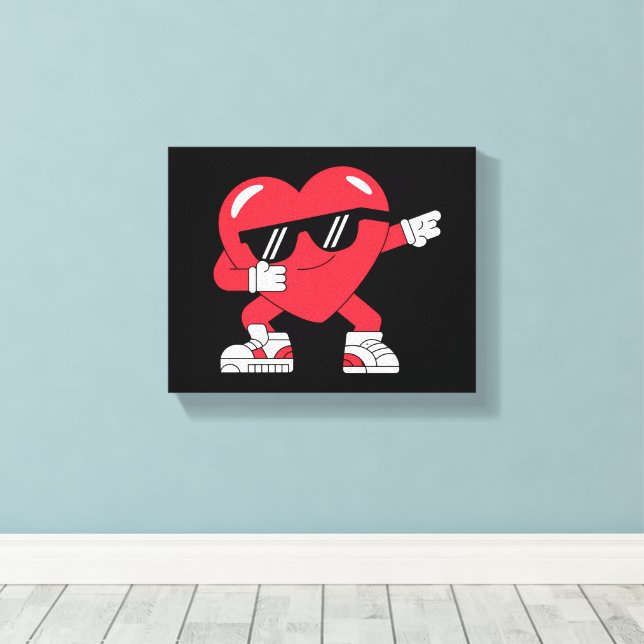 Toile Dabbing Coeur drôle Cadeaux Valentines Jour (Insitu (Plancher de Bois))