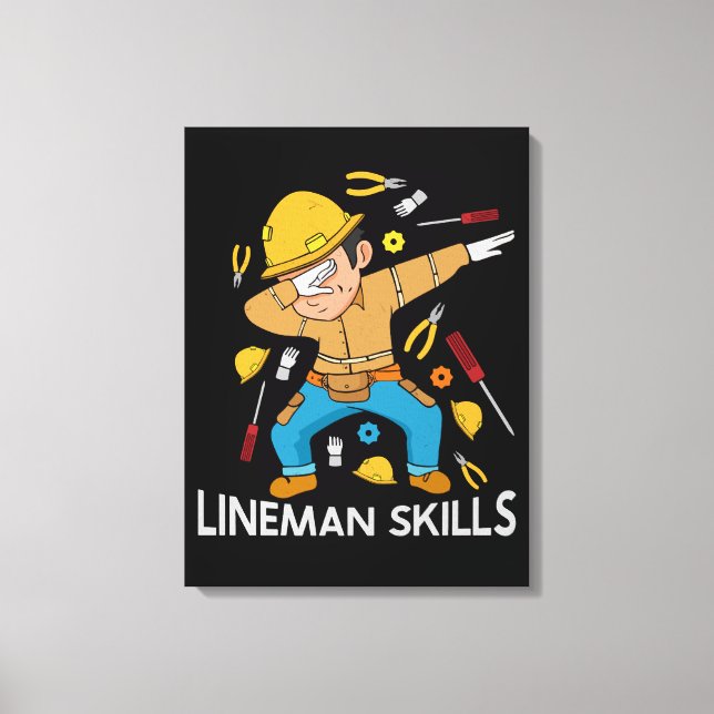 Toile Dabbing Lineman Compétences Cadeau Père Homme Line (Recto)