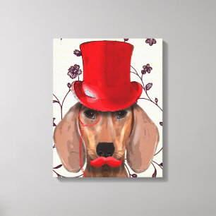 Toile Dachshund Avec Chapeau Rouge Haut