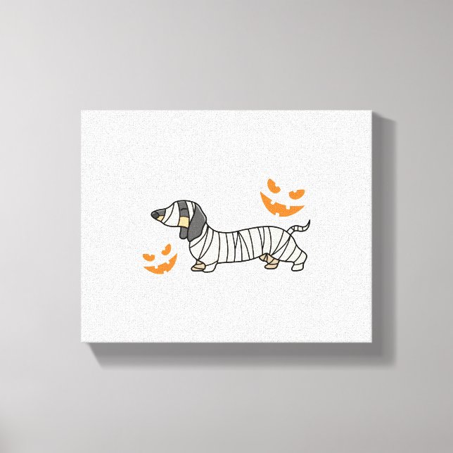 Toile Dachshund Chien Halloween Candy Corn Pleine lune (Recto)