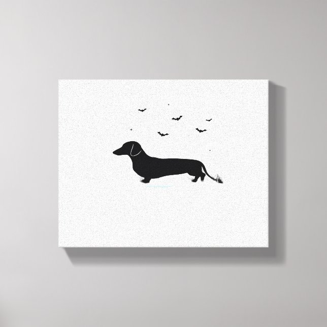 Toile Dachshund Chien - Halloween Moon Silhouette Classi (Recto)