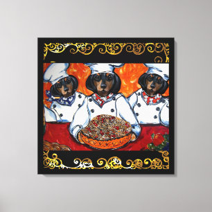 TOILE DACHSHUND CUISINIER ART     