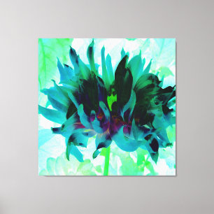 Toile Dahlia Cactus Émeraude et Noir Époustouflant
