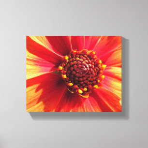 Toile Dahlia orange et rouge