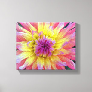 Toile Dahlia rose et jaune