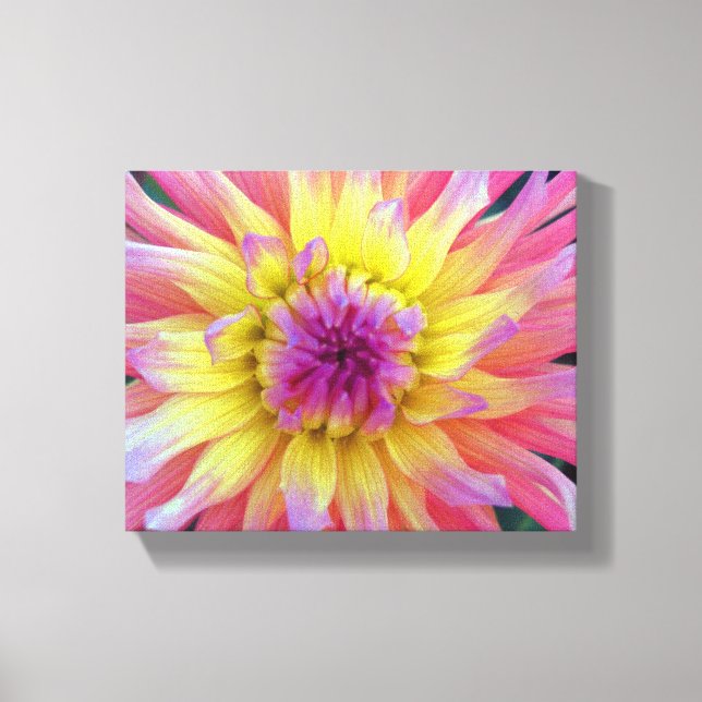 Toile Dahlia rose et jaune (Recto)