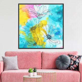 Toile Daisy Flower Giclée Peinture murale Imprimer