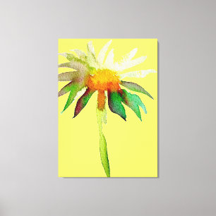Toile Daisy moderne aquarelle art sur jaune