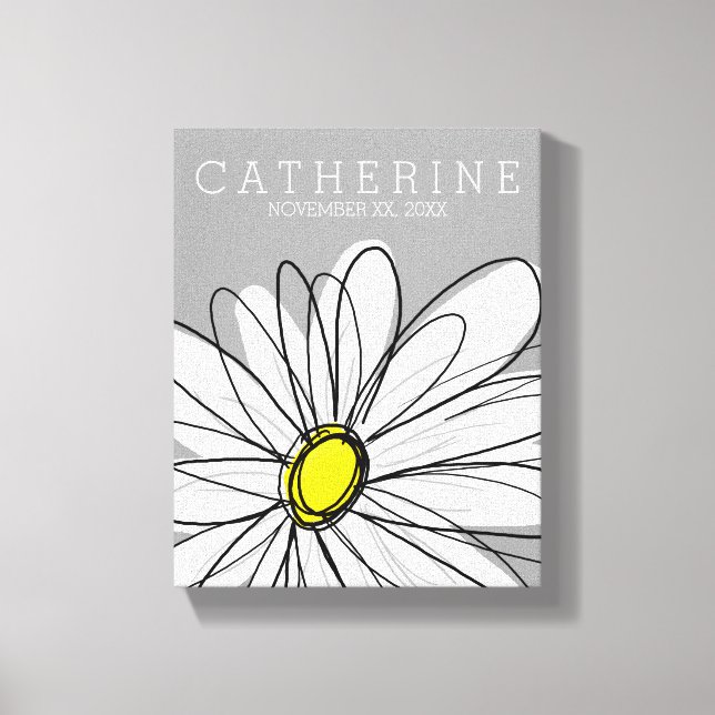 Toile Daisy tendance avec gris et jaune (Recto)