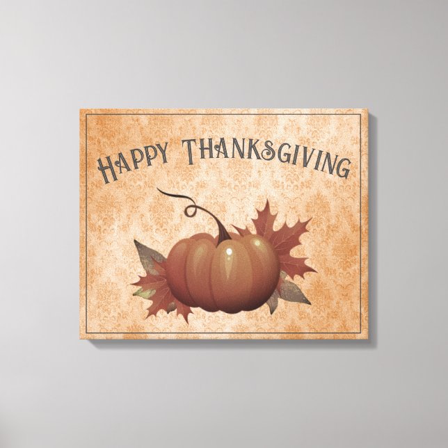Toile Damask, Citrouille de Thanksgiving | Orange (Recto)