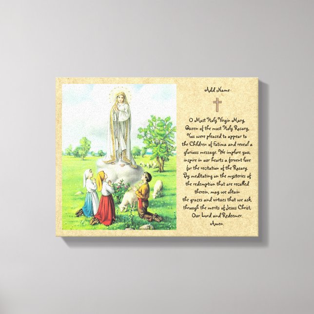 Toile Dame de Fatima prière Mur Art Catholique Cadeau (Recto)