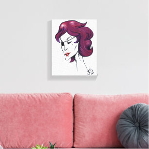 Toile Dame pirate violette Femme aux cheveux violets Des