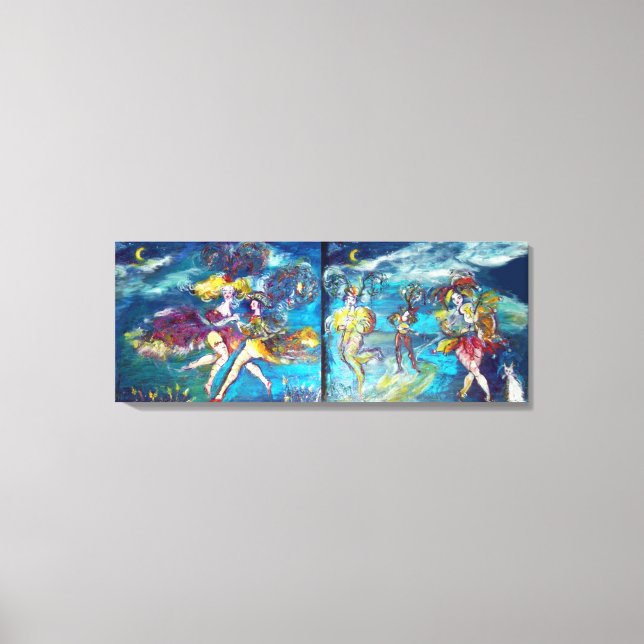 Toile DANSE ET MUSIQUE DANS LA NUIT, fuchsia rose bleue (Recto)
