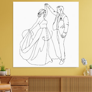 Toile Danse Éternelle – Ligne d'art minimaliste pour mar