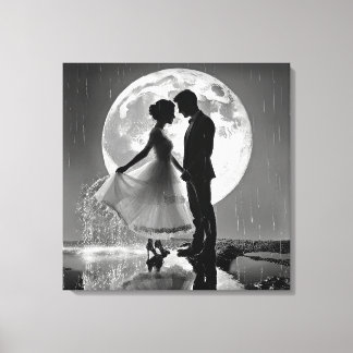 Toile "Danser sous la pluie – Romance au clair de lune"