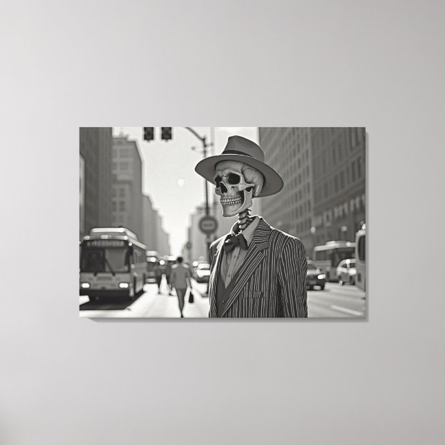 Toile Dapper mort : Squelette dans la ville (Recto)
