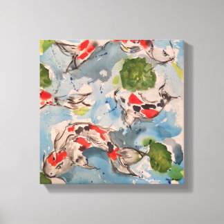 toile d'aquarelle japonaise Koi Imprimer 12x12