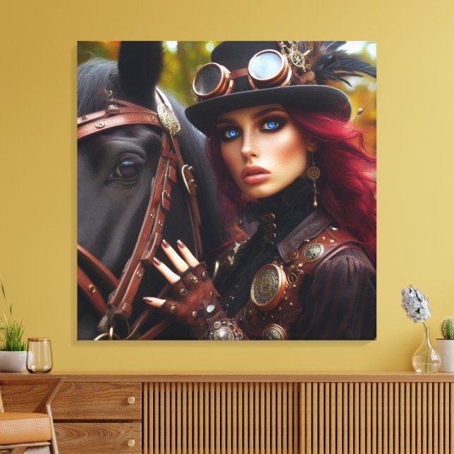 Toile Dark Rider Steampunk Victorian Lady (Insitu(Salon))