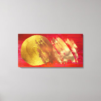 Toile d'art Abstrait Rouge Or étirée