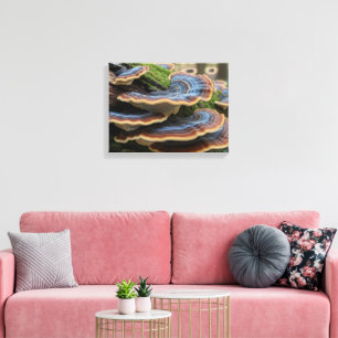 Toile d'art en forme de champignon étagé bleu