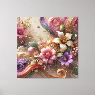 Toile d'art extravagante florale vibrante
