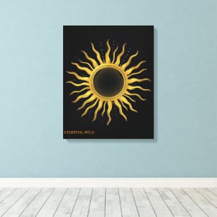 Toile d'art mural céleste Éclipse solaire dorée Ca